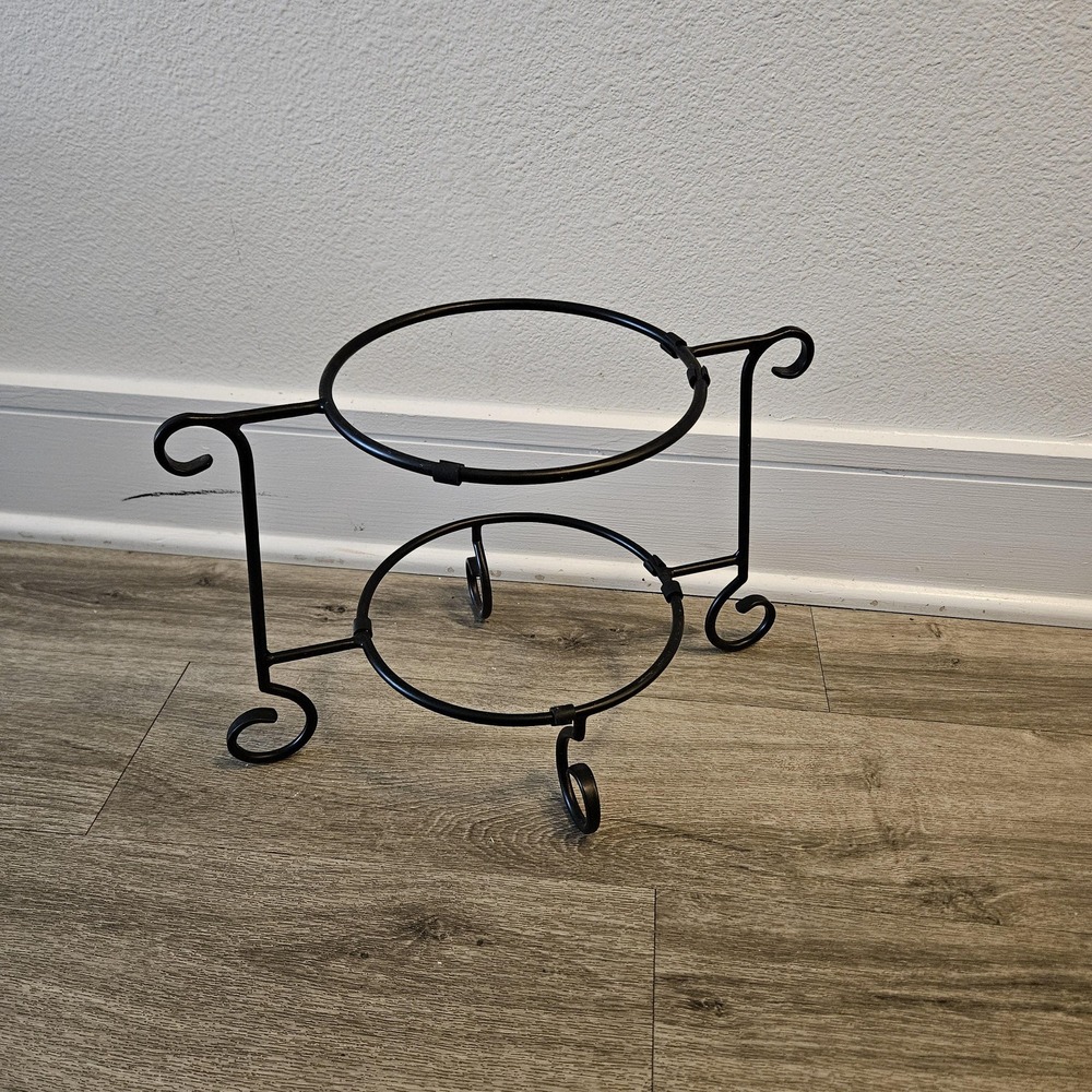 Southern Living at home black metal iron 2 tiers stand cake dessert holder